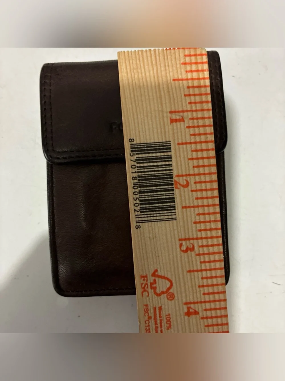 Vintage Fossil Dark Walnut Brown Leather Card & Snap Key/Money Pouch 90s EUC